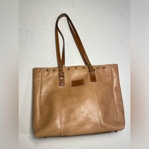 Patricia Nash Italian Leather Tan Suede Interior Large Tote Bag